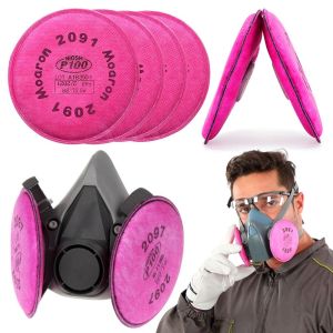 JAYNEBIO 1Pair Anti Glass Fiber Filter Cotton Dust Cover 2097/2091 P100 Filter Durable Particulate Particles Gas Filters Painting Spray Industry