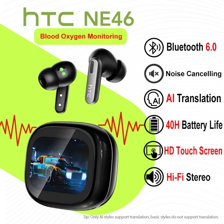 HTC NE46 AI dịch Earbud giám sát sức khỏe Bluetooth 6.0 âm thanh stereo hifi tai nghe trong tai với mic không thấm nước | BigBuy360 - bigbuy360.vn