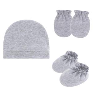 3 Piece Infant Headgear Hand Foot Cover Set Breathable Cotton Baby Bonnet Mittens Socks Scratch Prevention Accessories