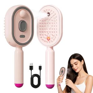 2026 New Electric Spray Air Cushion Massage Comb3 in 1 Self-Clean Detangling Brush Restores Silky Shine for Dry & Frizzy Hair Premium Hair Care Tool for Women