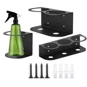 DENGJT Wall Mount Spray Bottle Holder Heavy-Duty 1/2/3 Holes All-Purpose Storage Bracket Practical Black Spray Can Storage Rack Household
