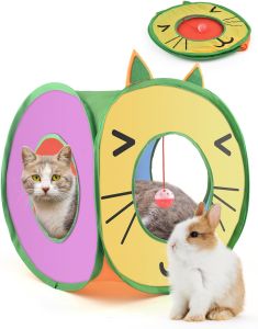 Bissap Pop Up Cat Cube Collapsible Cat Hideouts Play House Peek Too Cat Cave Tent with 3 Holes for Indoor Outdoor Kittens Cats Puppies Rabbits Hideaway Bed Toy