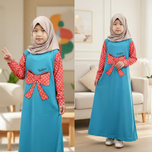 GAMIS PITA FASHION MIX POLKADOT DRESS MUSLIMAH MAXI ANAK PEREMPUAN GL FASHION