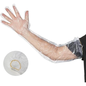 10pairs Disposable PE Household Gloves Extended Kitchen Dishwashing Long Sleeved Gloves 一次性PE家务手套加长款