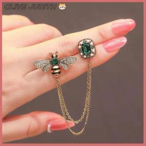 CISWGE Rerto Bee Brooches for Women Rhinestone Animal Tassel Lapel Pins Mens Suit Collar Pin Badge Accessories