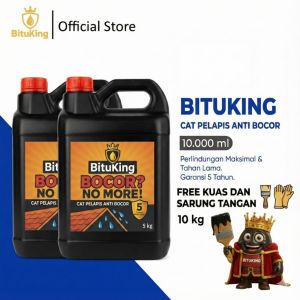 BituKing Aspal Cair Waterproof 10kg – Pelapis Anti Bocor Dak Beton Talang Bak Air & Dinding Luar Tahan Cuaca & Ekonomis.