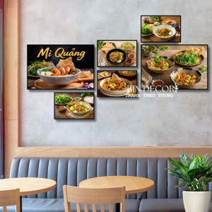 Tranh treo tường mì cay bộ 6 tấm trang trí decor quán ăn nhà hàng kèm đinh