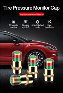Safety Tire Pressure Cap Safety Car Tire Pressure Monitor Cap Three-color Warning Full Copper Core