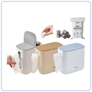 【COZYCASA】Ecoco Desktop Tissue Box with Trash Bin | Press-Open Lid | Perfect-Fit Trash Bags