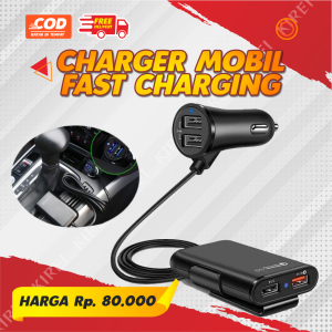 Charger Mobil Fast Charging Car Charging HP 4 Port USB Panjang Kabel 17 Meter