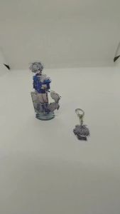 Lohen Acrylic Standee Keychain Set Of 2 Double Layer Figure Display Base Anime Character Collector Desk Shelf Ornament Cute Key Ring Bag Pendant