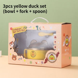 Baby Feeding Set 304 Stainless Steel Baby Eating Bowl Anti-fall and Anti-scalding Baby Plate Set 3 Months and Above