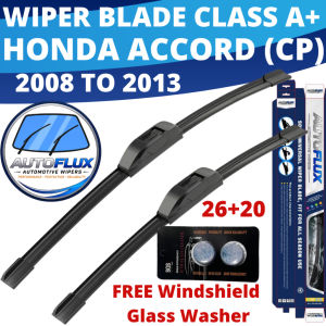 AutoFlux Wiper Blade Class A+ Honda Accord (CP) 2008 To 2013  FREE Windshield Glass Washer  26+20