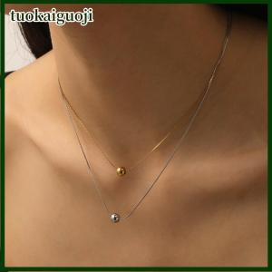 tuokaiguoji Tối giản thép không gỉ đơn Hạt Vòng Cổ phụ kiện thời trang hàng ngày không phai cho phụ nữ