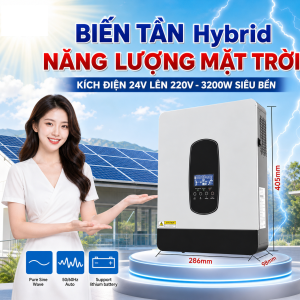 Biến Tần Điện Mặt Trời Hybrid 3200W 24V Sin Chuẩn Tích Hợp Bộ Sạc Năng Lượng 80A