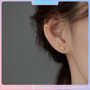 1PC New Fashion Gold Sliver Color Small Flower Stud Earring for Women Girl Simple Tiny Screw Back Piercing Earrings Jewelry
