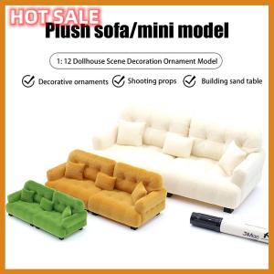 🔥🔥🔥dingdaocunz Dollhouse Simulation Flocking Sofa Model Dollhouse Mini Living Room Furniture Decoration Accessories Pretend Play Toys