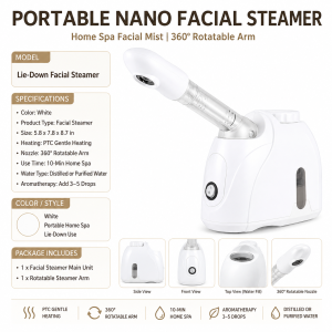 45°C Nano Facial Steamer Warm Mist Face Steamer 360° Rotating Nozzle Deep Hydration Skin Care Facial Spa Machine Beauty Device for Home Salon Personal Care