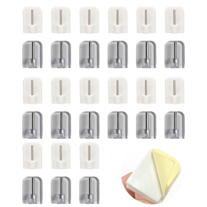 Pack of 30 White Plastic Auto Adhesive Hook for Curtain Rods Damage Release Wall Mounting Mini Hangers