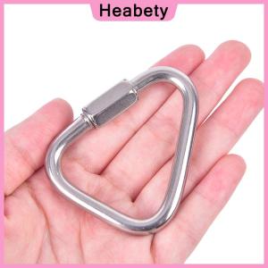 Heabety Triangle Carabiner Stainless Steel Keychain Snap Clip Hook Buckle Screw Lock