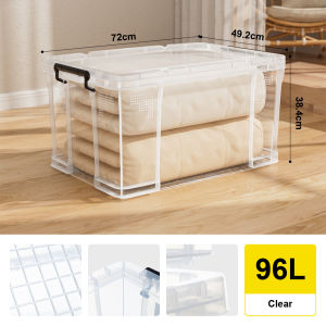 Citylife Plastic Storage Box Transparent Stackable Storage Organizer Large Capacity Storage Box 20L to 96L