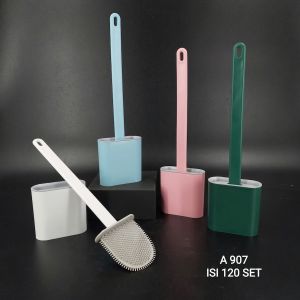 Sikat WC Silikon Toilet Pembersih Lantai Kloset Kamar Mandi Wadah Tatakan Sikat Brush Gagang panjang