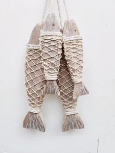ZZSA Retro and Nostalgic Solid Wood Small Fish Skewers Hanging Decorations Creative Home Wall Hanging Decorations T6H1N