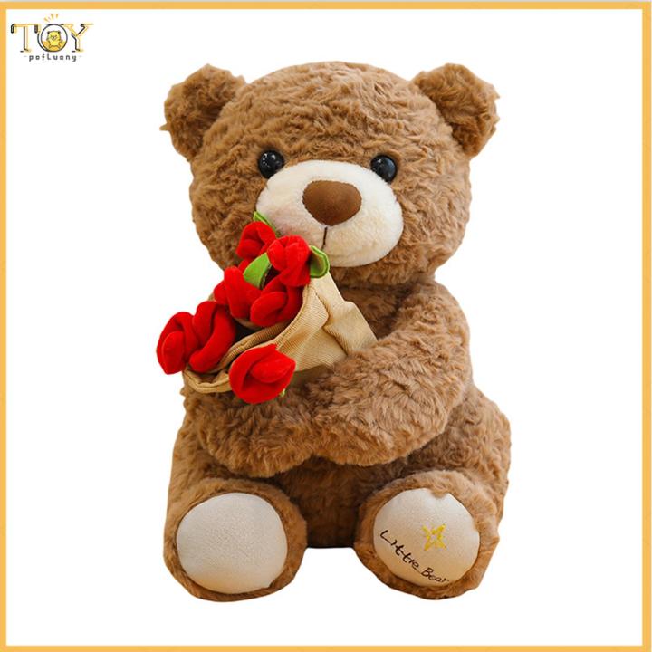 deveodo Handmade Plush Flower Bouquet Plush Bouquet Gift Rose Bear Plush Toy Cute Teddy Bear Holding Flower Bouquet Soft Stuffed Animal Gift for Valentine's Day Anniversary Birthday Romantic Present for Her | deveodo Handmade Plush Flower Bouquet Plush Bouquet Gift Rose Bear Plush Toy Cute Teddy Bear Holding Flower Bouquet Soft Stuffed Animal Gift for Valentine's Day Anniversary Birthday Romantic Present for Her |
