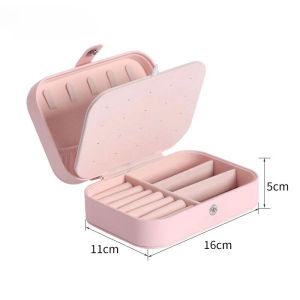 1Pc Leather Jewelry Box Compact Ring Earring Organizer Travel Storage Case for Women