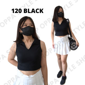 Oppa Style Shop 120 Korean Tanktop Knit Crop Top Rajut Tanktop Kerah Tanktop Korea