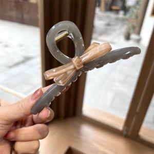 F4 Jepit Rambut Salon SUPER JUMBO 12.8cm Transparan Pita Warna Bubble Gum Bentuk Simpul HCT006
