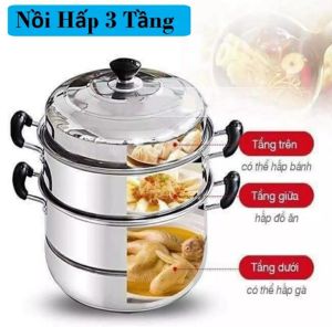 Nồi Hấp Inox 2 Tầng Hotpot Size 28cm Đa Năng Nồi Hấp Bánh Bao Hấp Trứng Bộ Xửng Hấp Inox 28Cm Cao Cấp Nắp Kính Dùng Được Cho Mọi Loại Bếp..