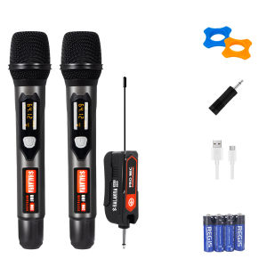 SHALANRA KX8000 Wireless Microphone Karaoke Dual UHF Handheld Microphones Heavy Duty Cordless 2 Wireless Metal Mics Work Range 150m Meeting Party Church Dj Wedding Home Mike Ktv Set