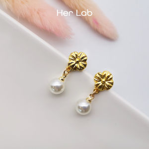 Her Lab Jewelry | Geometric Flake Dangle Earrings | 14K Gold Ring | Luxury Gold Earrings | Stay-Put Design | Free Gift | Engagement Jewelry | Multi-Layer Korean Style | 925 Sterling Silver