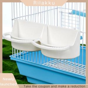 Rilakku 2Pcs Double Grid Bird Food Box Water Box Feed Trough Bird Feeder Can Hang Birdcage Large Capacity Water Feeding Supplies