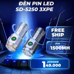 ĐÈN PIN MÓC KHÓA SMILING SHARK SD-5250 (3XPE) - SIÊU GỌN SẠC NHANH CHIẾU XA 100M