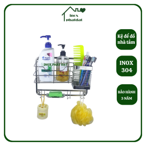 Kệ để xà bông nhà tắm Inox 304 PHÁT ĐẠT kệ để đồ nhà tắm để chai dầu gội phòng tắm (SP082)