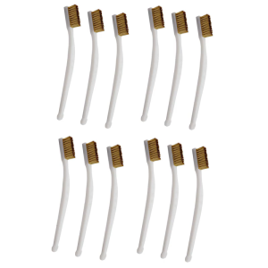 Pack Of 12 Brass Wire Brushes For Rust Removal And Metal Surfaces Cleaning With Ergonomic Handle