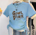Kaos Serut Crop Top Anak Perempuan Kekinian Girl Pink | Fashion Umur 4 6 8 10 12 Tahun. 