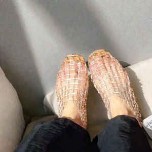 Transparent WomenS Sandals With Hollowed-Out Breathable Design DIY Summer Outdoor Wear Closed-Toe And Closed-Heel Casual BirdS Nest Shoes