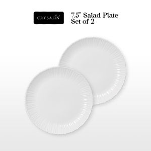 CRYSALIS 7.5in Porcelain Salad Plate Set of 2 – White Shell Design | Elegant Tableware for Dining Serveware & Hosting