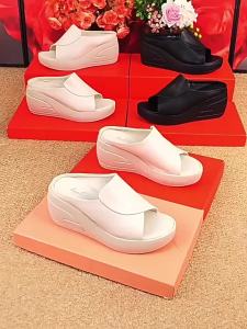 [Free Shipping] Trendy New Genuine Leather Wedge Sandals For Women Perfect For Summer Wear Featuring A Fashionable Platform Sole And A One-Strap Design