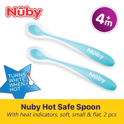 Nuby 4m+ Hot Safe Heat Sensative Long Handle Soft Edge Feeding Spoon 2-pack