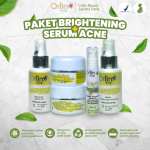 Orlin Beauty Paket Brightening Platinum + Serum Acne Mencerahkan Wajah Glowing Mengurangi Bekas Jerawat Skincare BPOM