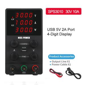 【จัดส่งจากประเทศไทย 】KUAIQU Battery Charging Dc Power Supply 0-30V 0-10A Lab Mini Bench Power Supply OCP 4หน้าจอดิจิทัลหัวปลั๊ก Type-C USB พอร์ตปรับ Switching Dc ชุบแหล่งจ่ายไฟ SPPS-C3010C