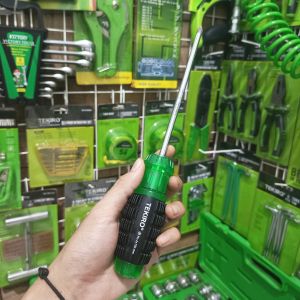 Obeng Tekiro PH2 x 150 mm Gagang Karet Ergonomis Warna Hijau Army