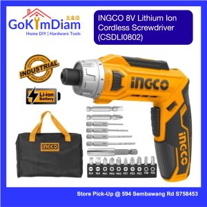 INGCO 8V Lithium Ion Cordless Screwdriver (Model: CSDLI0802) Torque 6NM Up to 16 Settings Industrial Use