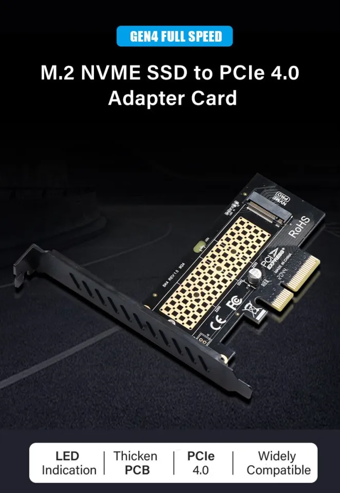 AMPCOM M.2 NVME SSD to PCIe 4.0 Adapter Card, 64Gbps SSD PCIe4.0 X4 Adapter  for Desktop PC, PCI-E GEN4 Full Speed