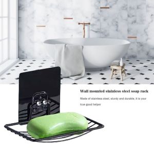 SPUNO 2Pcs Tự dính Giá đựng xà phòng gắn tường Thép không gỉ Thoát nước nhanh Khay đựng xà phòng nhà vệ sinh Di động Bền Giá đựng xà phòng Phụ kiện phòng tắm