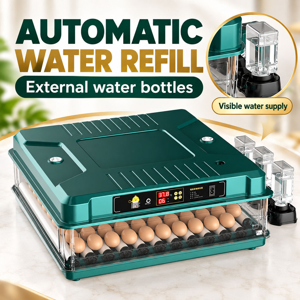 9/12/24/48/64/100/130 Egg Fully Automatic Incubator 220V/12V Dual Powe ...